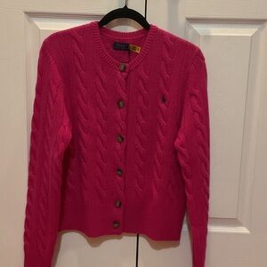 Polo by Ralph Lauren Vibrant Pink Cable Knit Cardigan